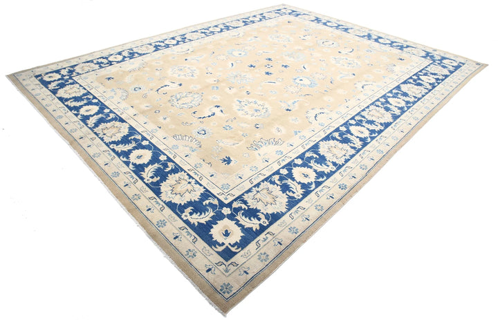 Blue Afghan Ziegler Rug 10' 0" x 13' 2" Hand-Knotted | No. AT16104