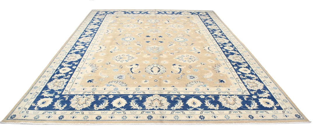 Blue Afghan Ziegler Rug 10' 0" x 13' 2" Hand-Knotted | No. AT16104