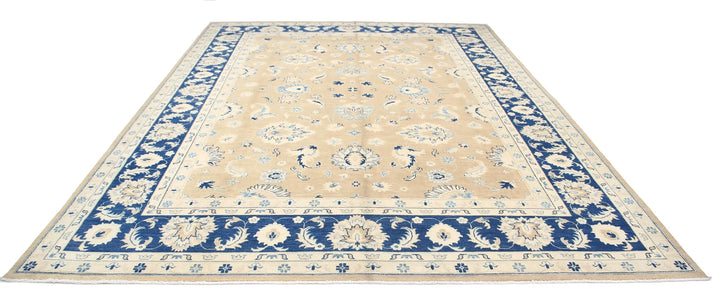 Blue Afghan Ziegler Rug 10' 0" x 13' 2" Hand-Knotted | No. AT16104