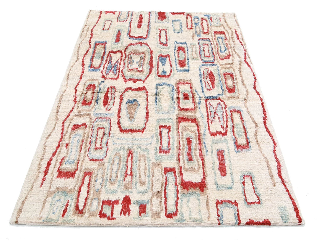 Afghan Tribal Rug 3' 9" x 5' 10" Hand-Knotted | No. AT16330