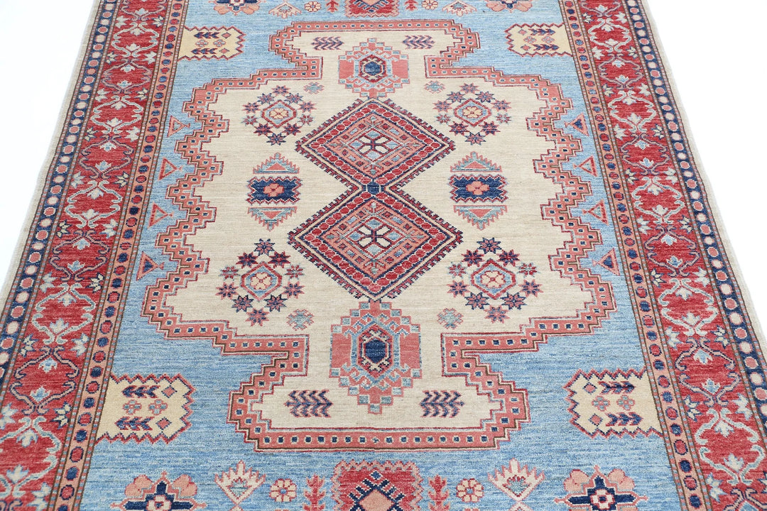 Afghan Royal Kazak Rug 5' 1" x 6' 9" Hand-Knotted | No. AT16483