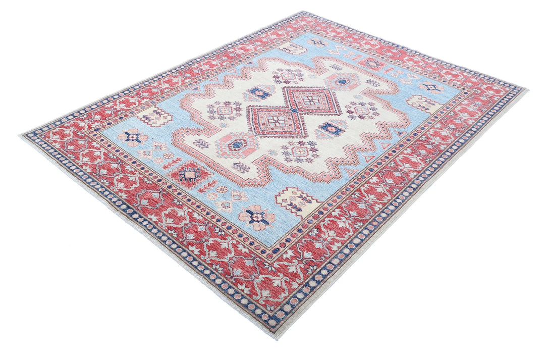 Afghan Royal Kazak Rug 5' 1" x 6' 9" Hand-Knotted | No. AT16483