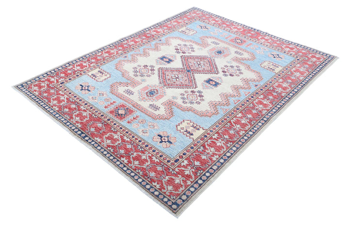 Afghan Royal Kazak Rug 5' 1" x 6' 9" Hand-Knotted | No. AT16483