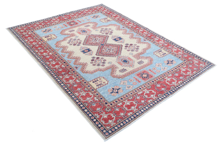 Afghan Royal Kazak Rug 5' 1" x 6' 9" Hand-Knotted | No. AT16483