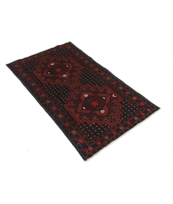 Red Afghan Tribal Rug 2' 9" x 4' 7" Hand-Knotted | No. AT16545