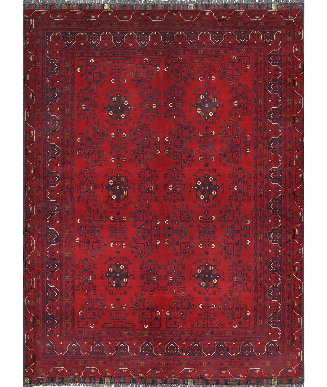 Red Afghan Khamyab Rug 5' 0" x 6' 7" Hand-Knotted | No. AT16568