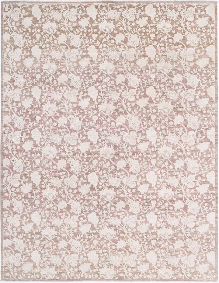 Ivory Afghan Serenity Rug 8' 10" x 11' 5" Hand-Knotted | No. AT16571