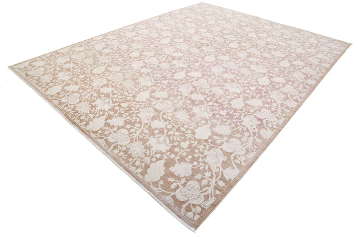Ivory Afghan Serenity Rug 8' 10" x 11' 5" Hand-Knotted | No. AT16571