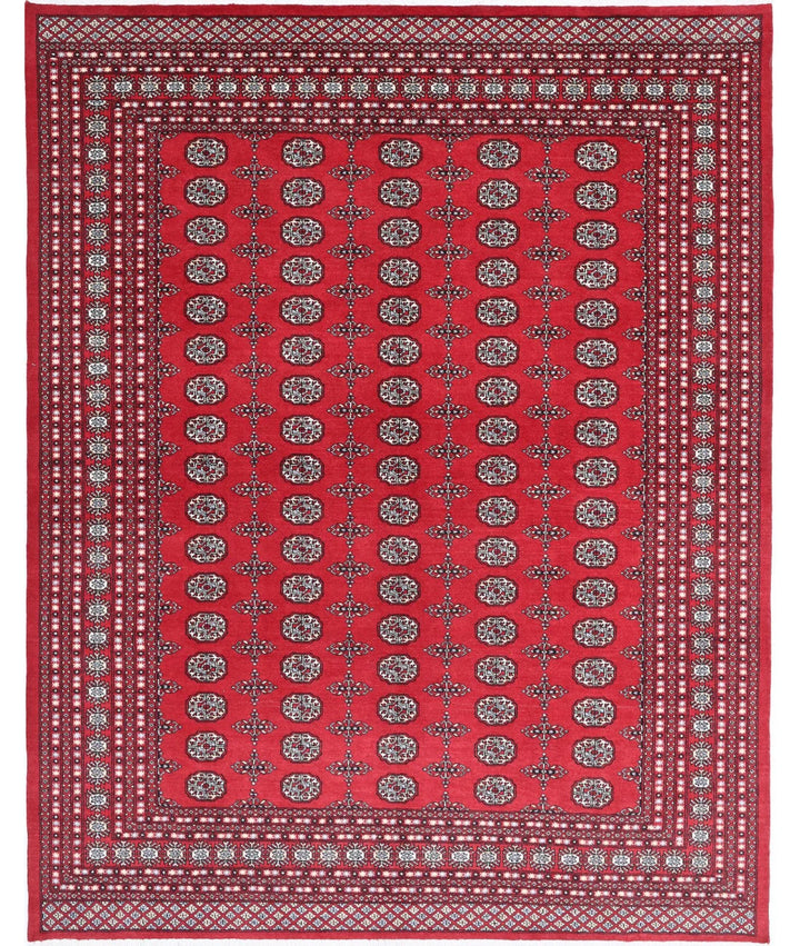 Red Pakistani Bokhara Rug 8' 0" x 10' 1" Hand-Knotted | No. AT16670