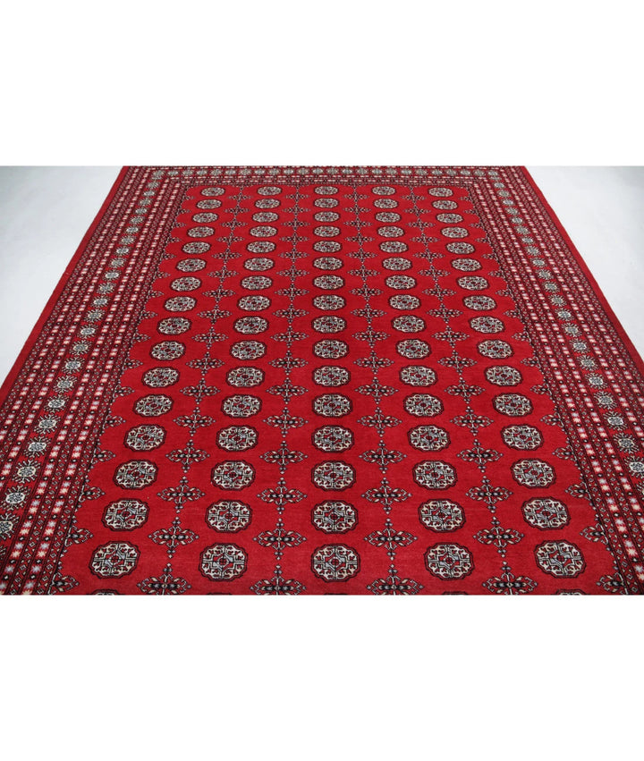 Red Pakistani Bokhara Rug 8' 0" x 10' 1" Hand-Knotted | No. AT16670
