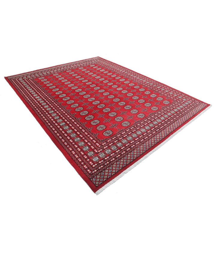 Red Pakistani Bokhara Rug 8' 0" x 10' 1" Hand-Knotted | No. AT16670