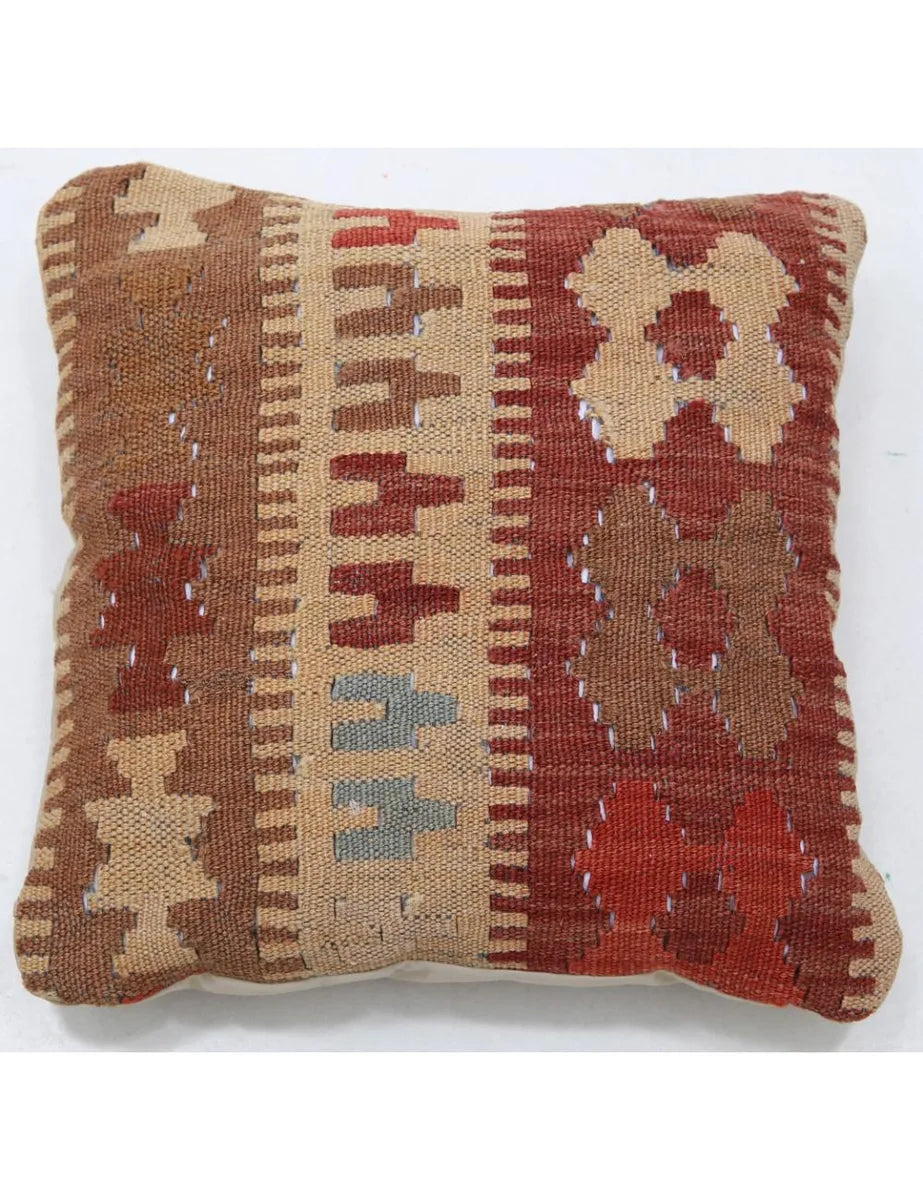 Afghan Tribal Pillow 1' 5" x 1' 5" Hand-Woven | No. AT16910