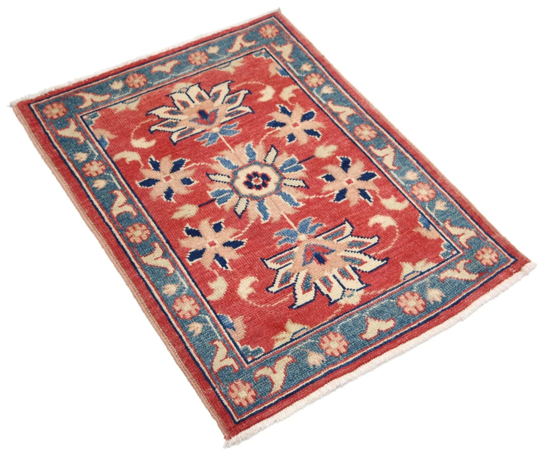 Red Afghan Oriental Rug 2'2" x 3'0" Hand-Knotted | No. AT16953