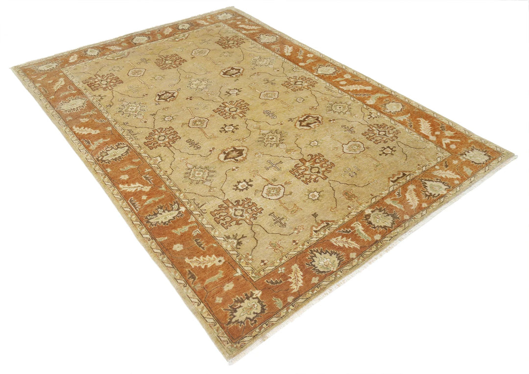 Indian Ziegler Rug 5' 5" x 7' 5" Hand-Knotted | No. AT16963