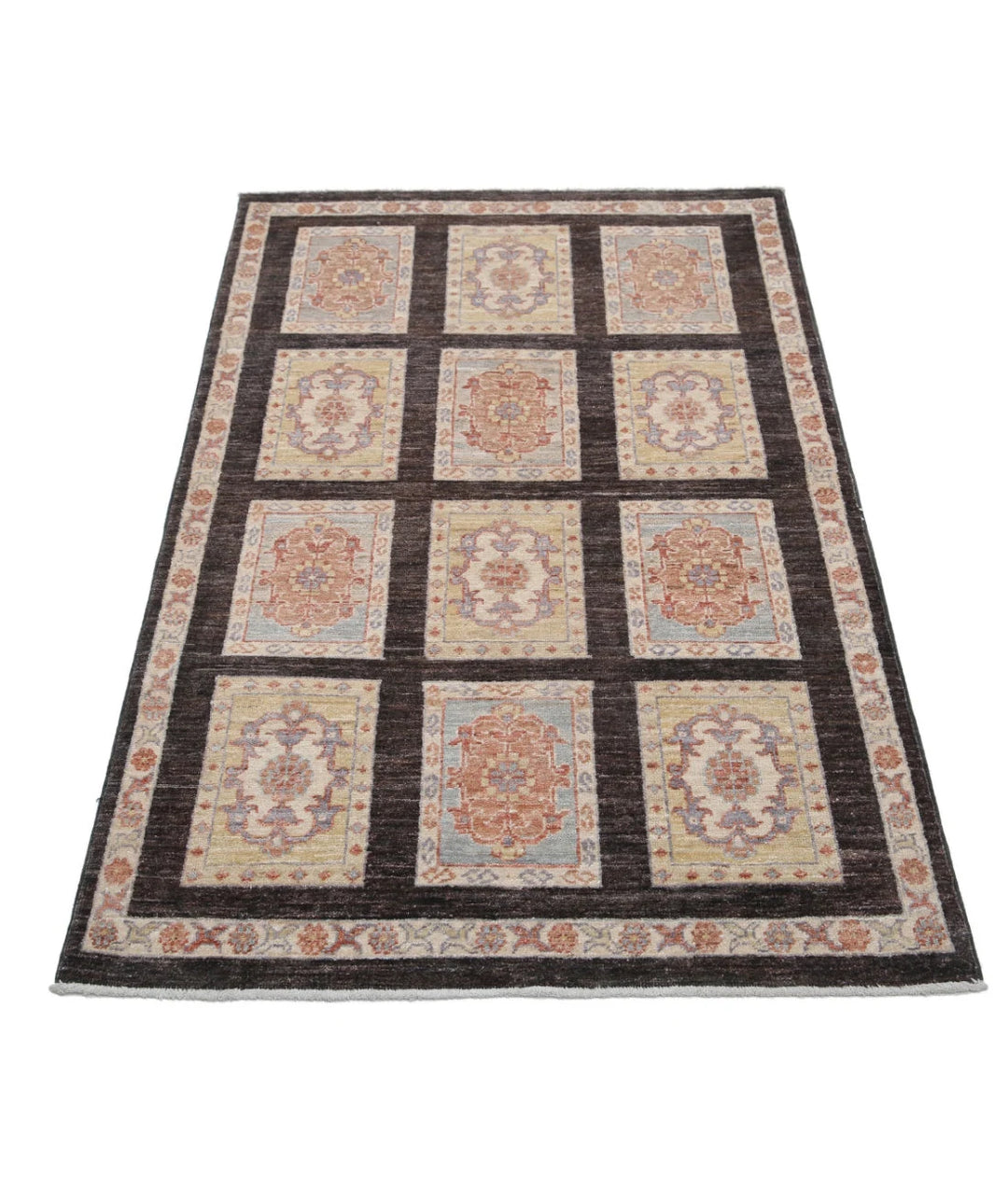 Brown Afghan Oriental Rug 3' 0" x 4' 11" Hand-Knotted | No. AT17175