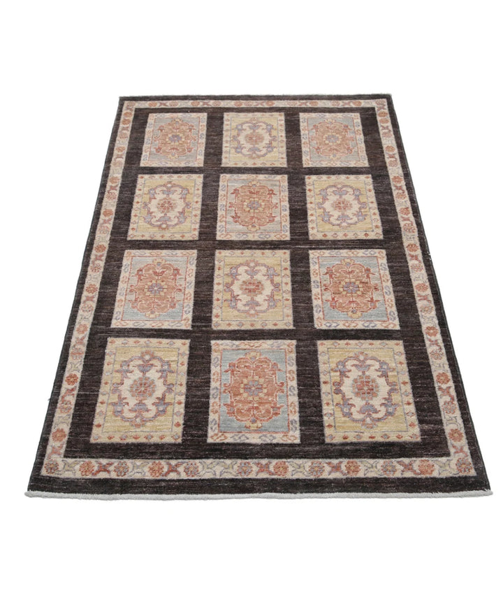 Brown Afghan Oriental Rug 3' 0" x 4' 11" Hand-Knotted | No. AT17175