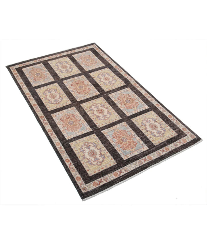 Brown Afghan Oriental Rug 3' 0" x 4' 11" Hand-Knotted | No. AT17175