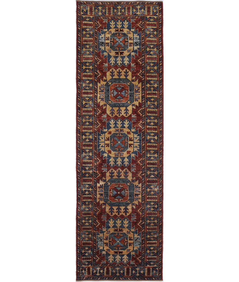 Red Afghan Tribal Rug 2' 10" x 9' 5" Hand-Knotted | No. AT17199