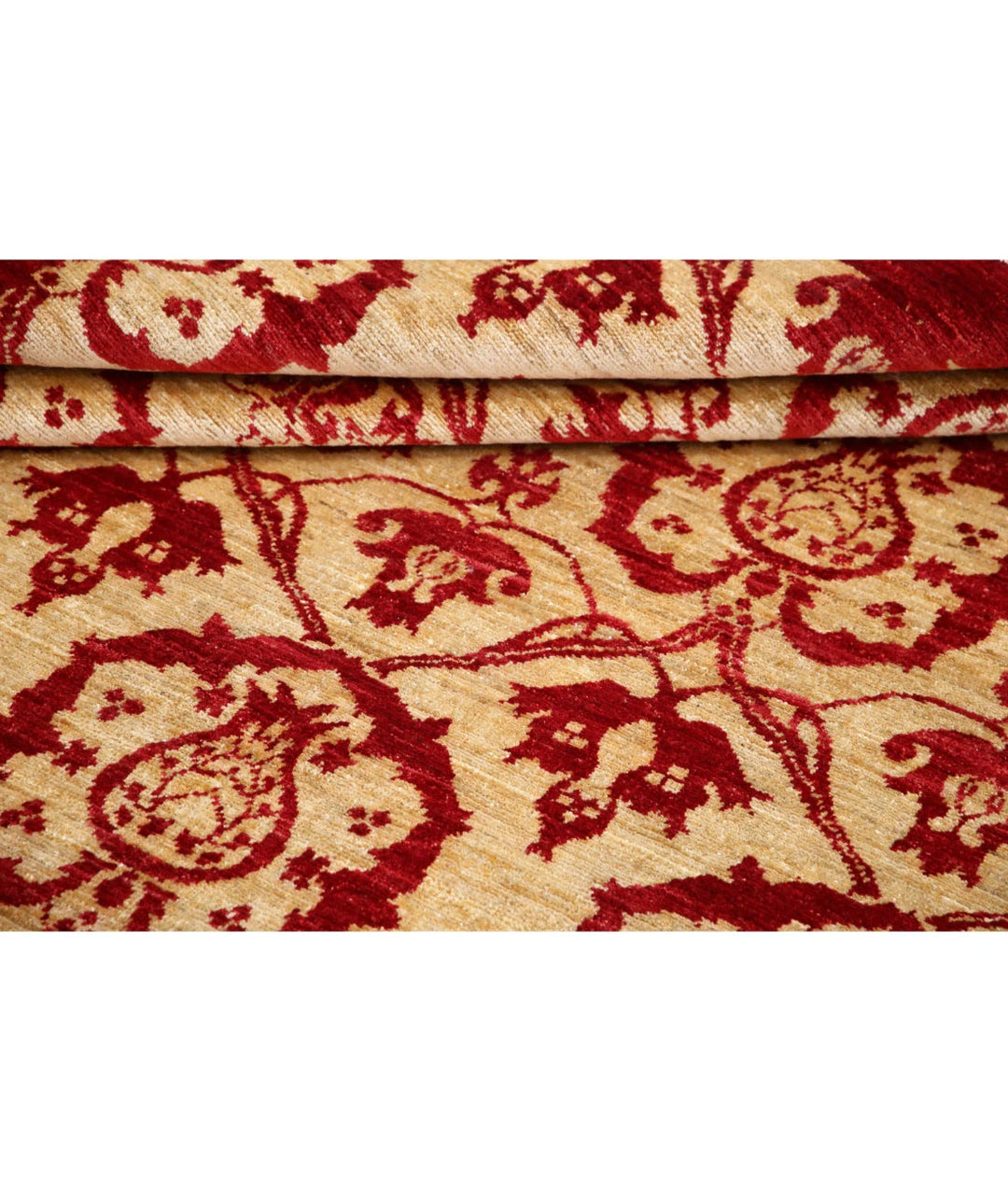 Beige Afghan Modcar Rug 5' 10" x 7' 9" Hand-Knotted | No. AT17200
