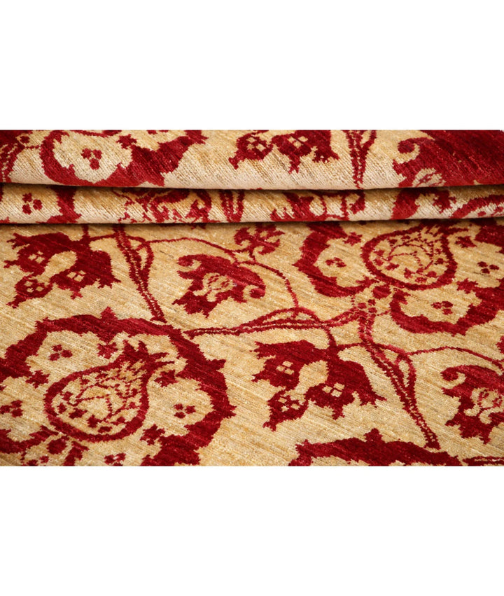 Beige Afghan Modcar Rug 5' 10" x 7' 9" Hand-Knotted | No. AT17200