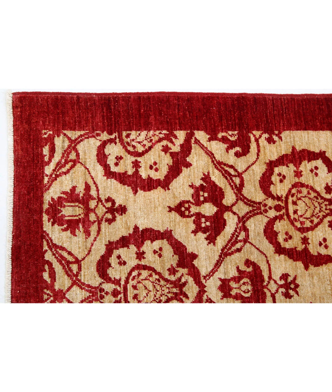 Beige Afghan Modcar Rug 5' 10" x 7' 9" Hand-Knotted | No. AT17200