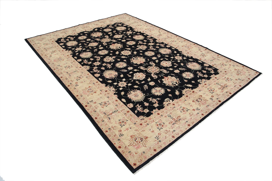 Afghan Ziegler Rug 6'10" x 9'6" Hand-Knotted | No. AT17207