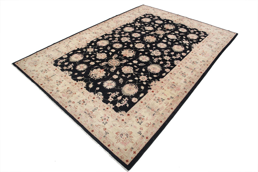 Afghan Ziegler Rug 6'10" x 9'6" Hand-Knotted | No. AT17207