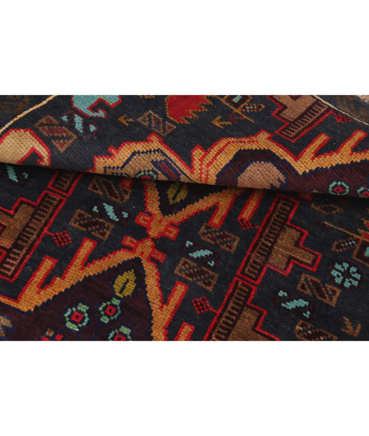 Red Afghan Tribal Rug 3' 2" x 4' 9" Hand-Knotted | No. AT17250