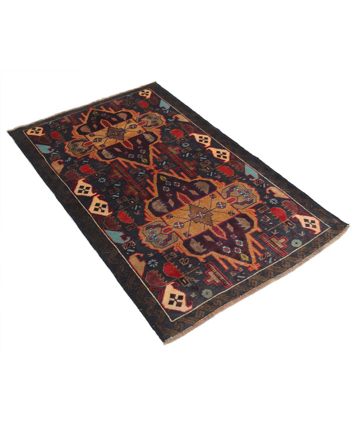 Red Afghan Tribal Rug 3' 2" x 4' 9" Hand-Knotted | No. AT17250