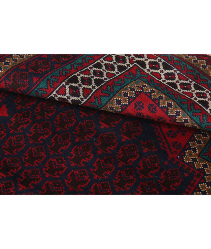Red Afghan Tribal Rug 3' 2" x 4' 9" Hand-Knotted | No. AT17250