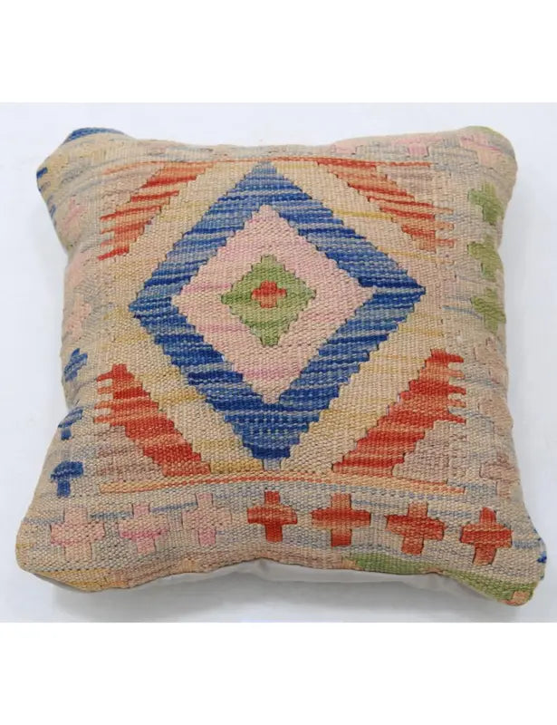 Afghan Tribal Pillow 1' 5" x 1' 5" Hand-Woven | No. AT17348