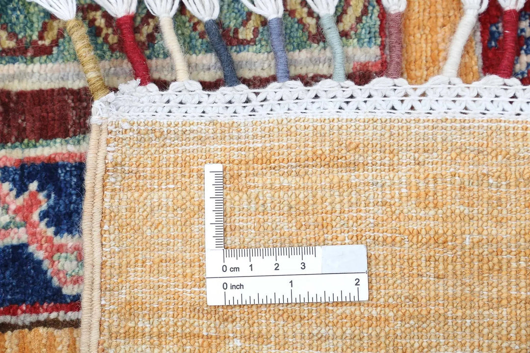 Gold Afghan Oriental Rug 4' 11" x 6' 6" Hand-Knotted | No. AT17354