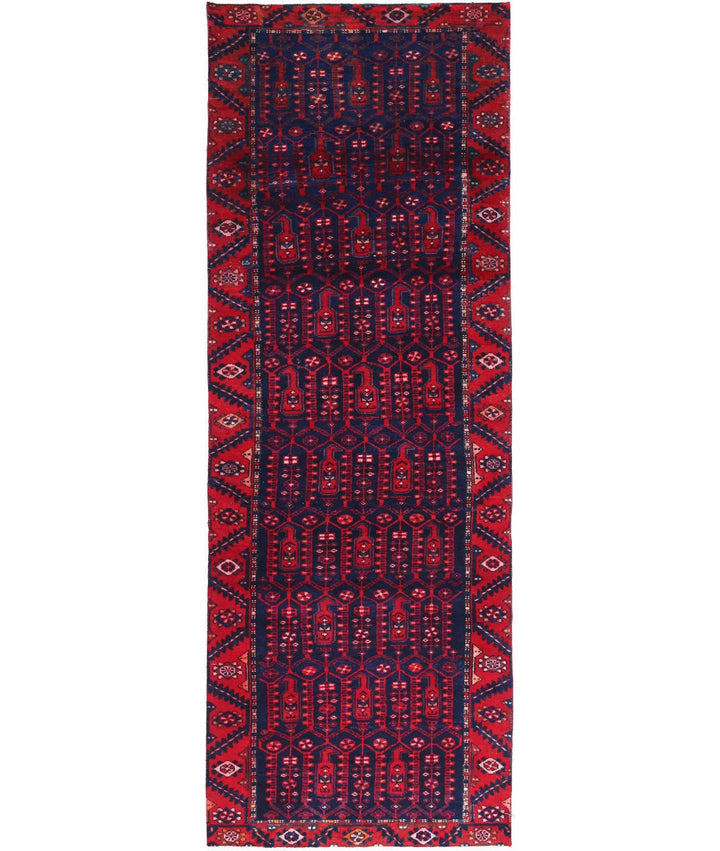 Persian Hamadan Runner Rug 3' 4" x 10' 0" Hand-Knotted | No. AT17474