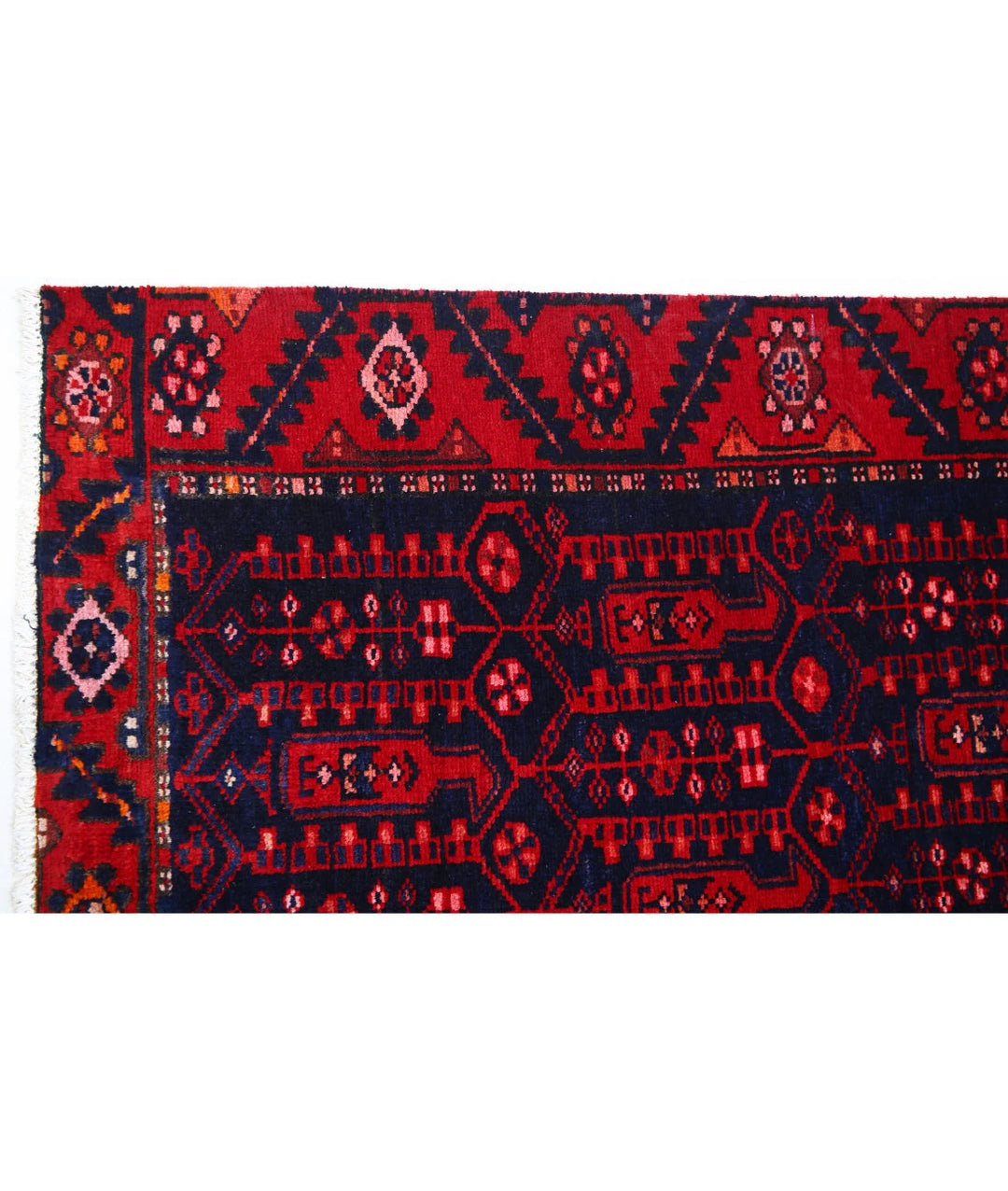Persian Hamadan Runner Rug 3' 4" x 10' 0" Hand-Knotted | No. AT17474