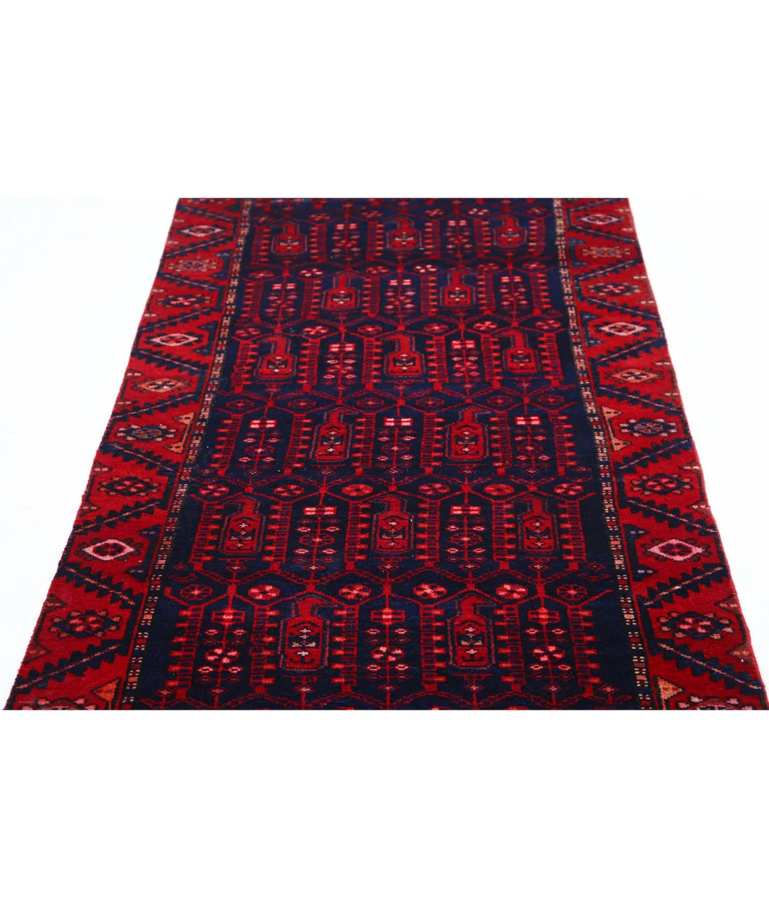 Persian Hamadan Runner Rug 3' 4" x 10' 0" Hand-Knotted | No. AT17474