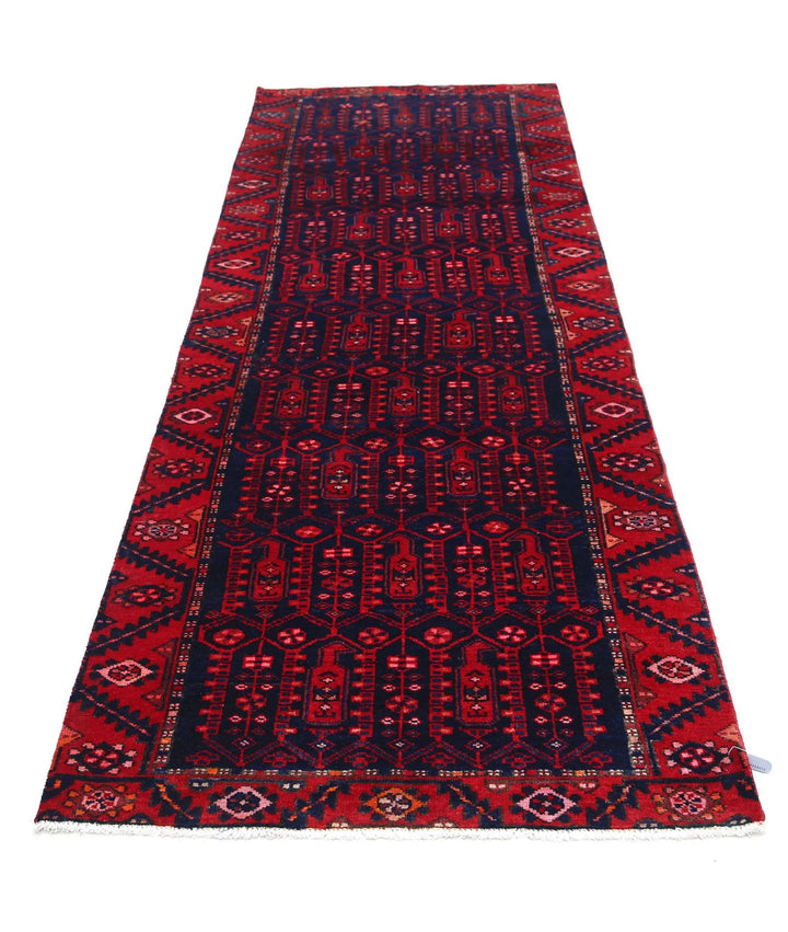 Persian Hamadan Runner Rug 3' 4" x 10' 0" Hand-Knotted | No. AT17474