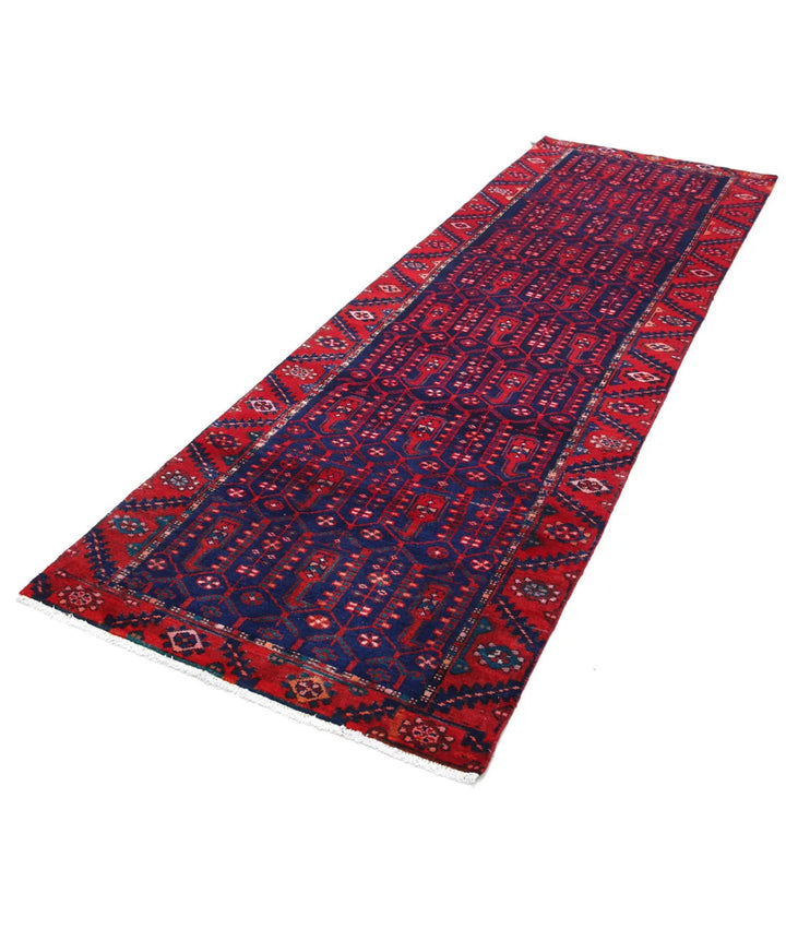 Persian Hamadan Runner Rug 3' 4" x 10' 0" Hand-Knotted | No. AT17474