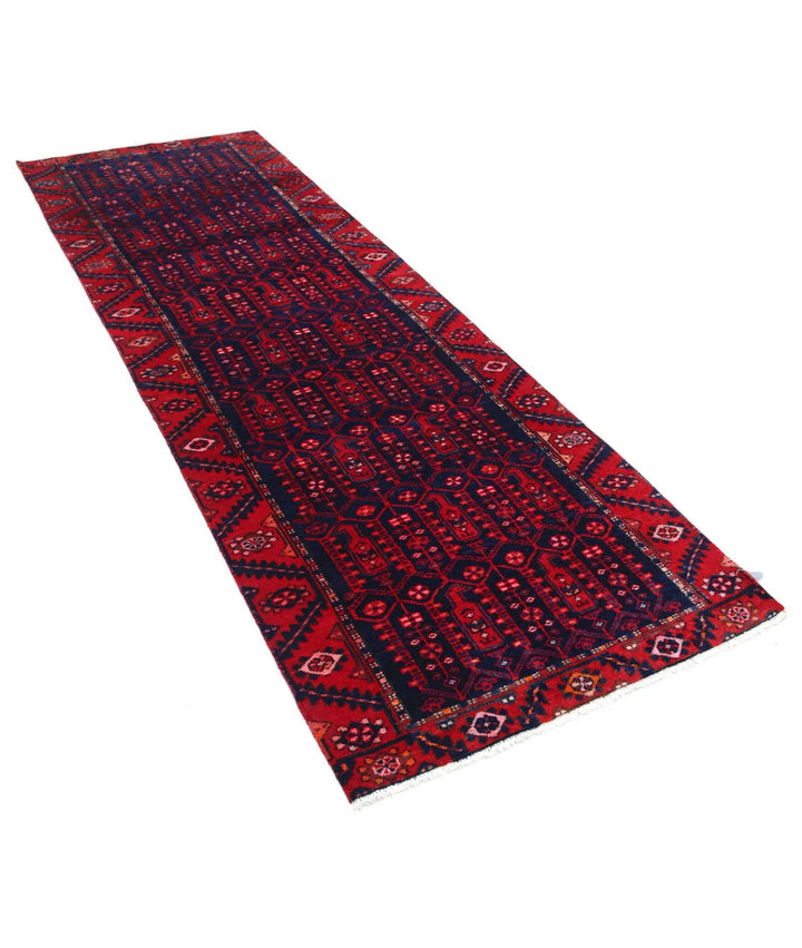 Persian Hamadan Runner Rug 3' 4" x 10' 0" Hand-Knotted | No. AT17474