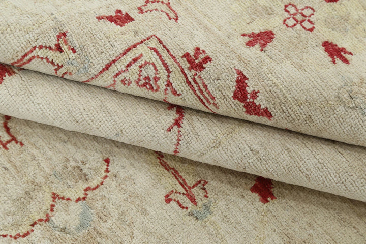 Ivory Afghan Ziegler Rug 8' 4" x 11' 10" Hand-Knotted | No. AT17580