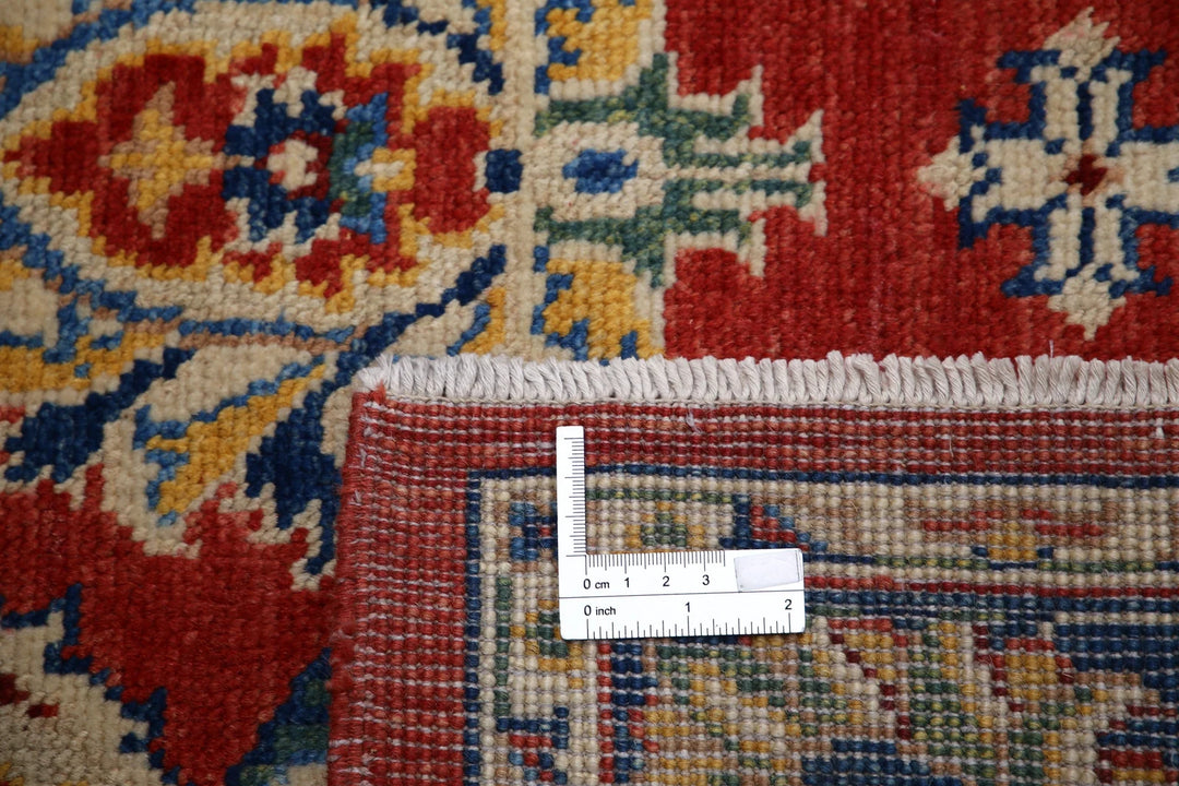 Red Afghan Ziegler Rug 4' 1" x 5' 10" Hand-Knotted | No. AT17587
