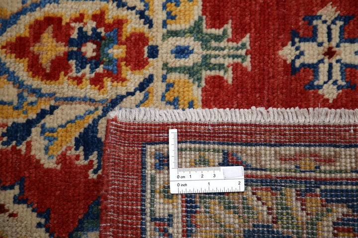 Red Afghan Ziegler Rug 4' 1" x 5' 10" Hand-Knotted | No. AT17587