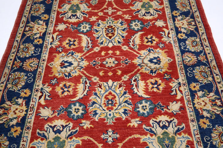 Red Afghan Ziegler Rug 4' 1" x 5' 10" Hand-Knotted | No. AT17587