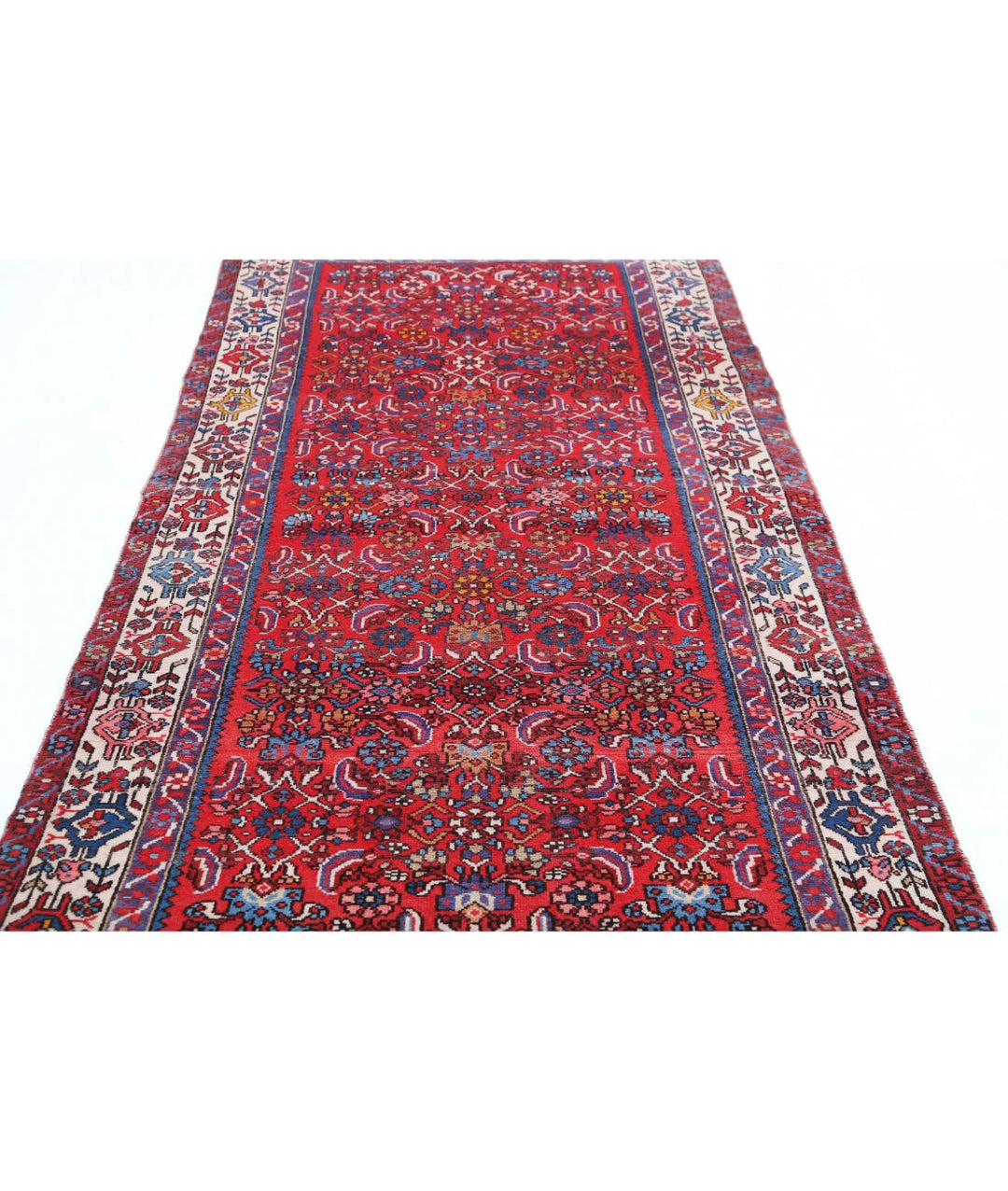 Persian Hamadan Runner Rug 4' 0" x 9' 8" Hand-Knotted | No. AT17618