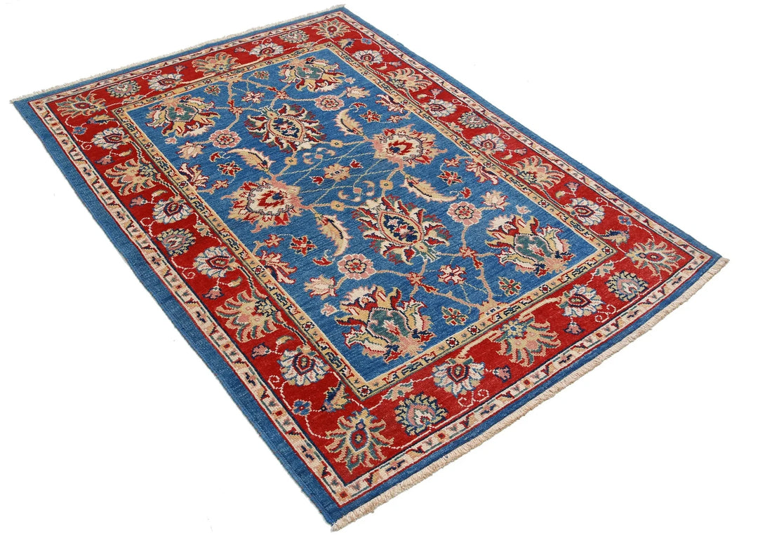 Afghan Ziegler Rug 4' 2" x 5' 10" Hand-Knotted | No. AT17649