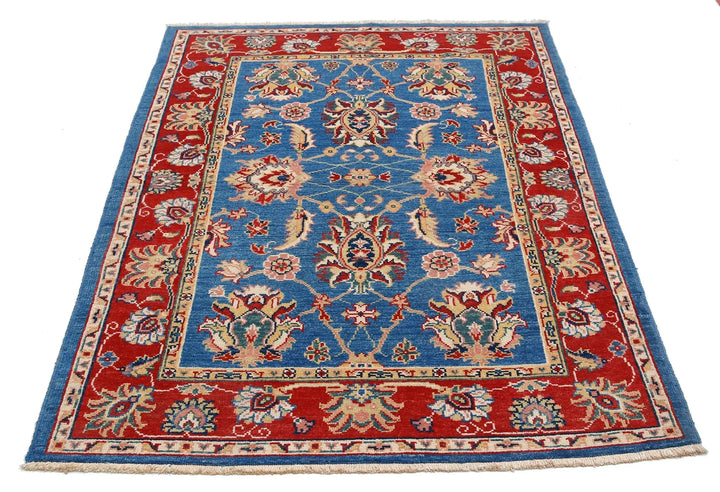 Afghan Ziegler Rug 4' 2" x 5' 10" Hand-Knotted | No. AT17649