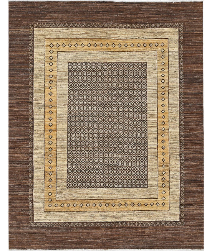 Multicolor Afghan Oriental Rug 6' 4" x 7' 11" Hand-Knotted
