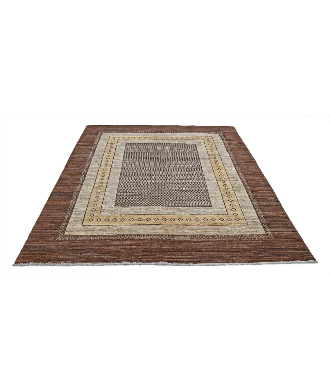 Multicolor Afghan Oriental Rug 6' 4" x 7' 11" Hand-Knotted close-up