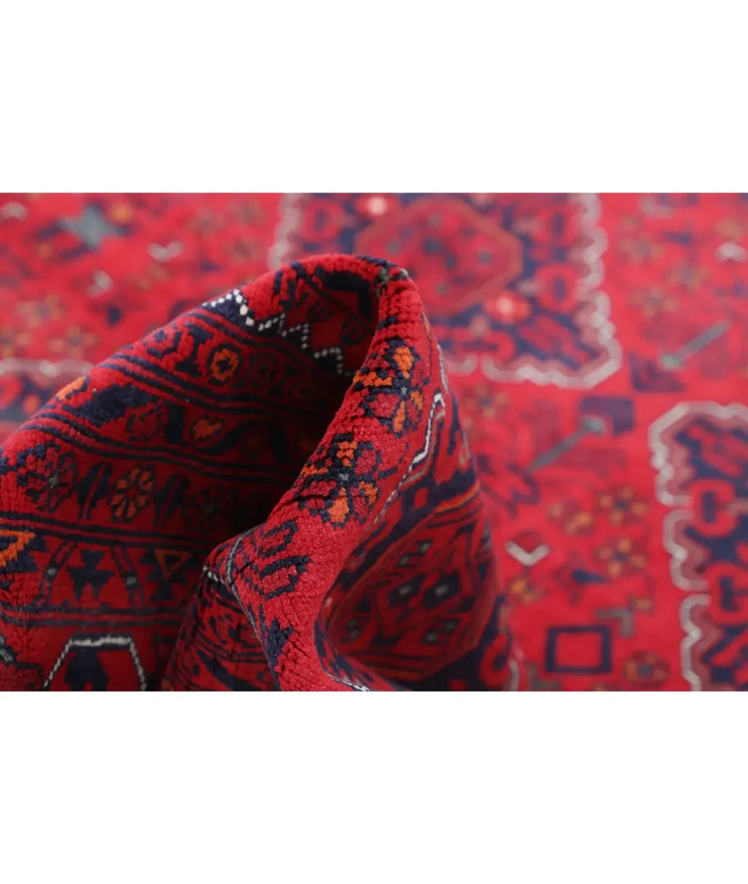 Red Afghan Khamyab Rug 9' 8" x 12' 4" Hand-Knotted | No. AT18016