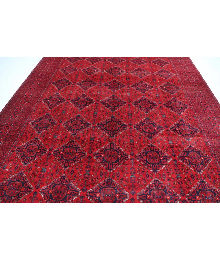 Red Afghan Khamyab Rug 9' 8" x 12' 4" Hand-Knotted | No. AT18016