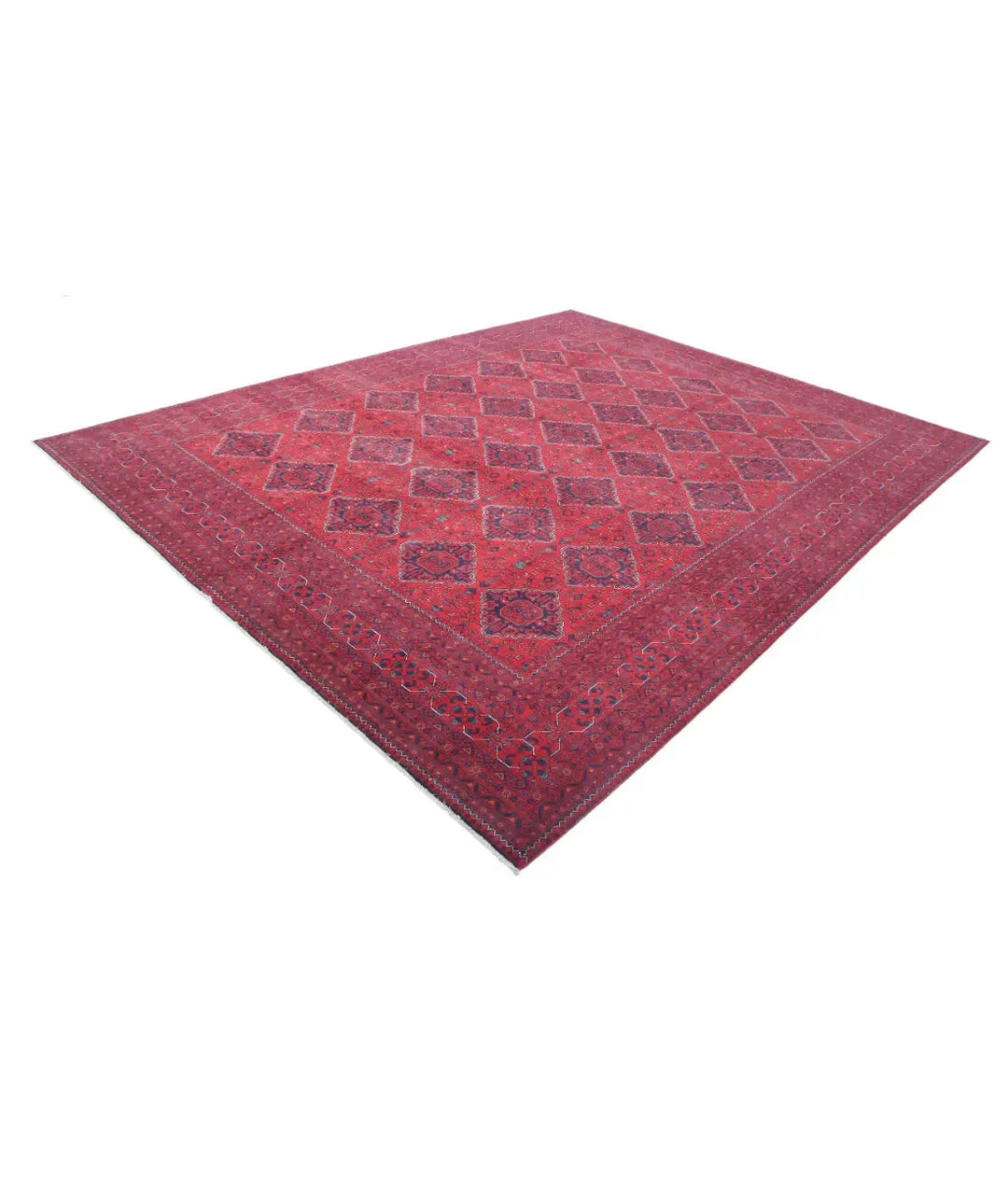 Red Afghan Khamyab Rug 9' 8" x 12' 4" Hand-Knotted | No. AT18016
